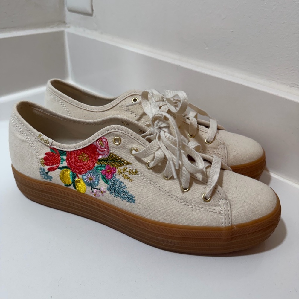 Keds Cream Rifle Paper Co. Floral Embroidered Sneakers